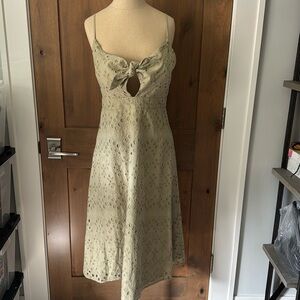 ExpressTie Front Midi Dress Womens M Cotton eyelet coquette fairy 90’s Y2K beach